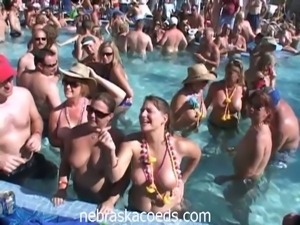 Horny coeds show off their sexy bodies in a pool party