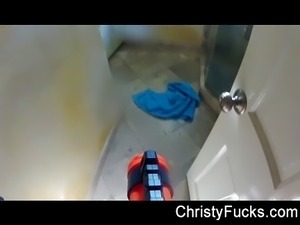 Water gun attack on Christy Mack as she takes