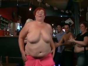 Fat ladies get dirty in the pub with young boys