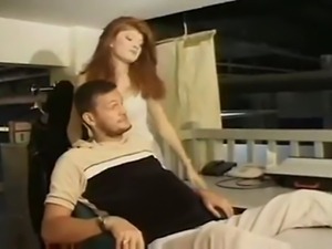 A sexy french redhead distracting her boyfriend watching his film by letting...