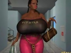 3d Large Breast bouncin all over the place