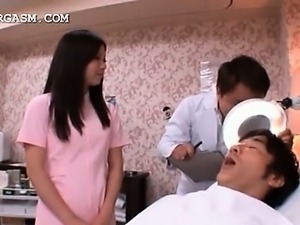 Cute asian nurse caught in a hot threesome at work