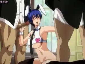 Busty anime hooker sucking fat dicks