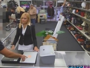 Hot milf fucked for quick cash in pawn shop