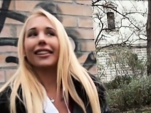 Busty amateur blonde Czech girl Kyra Hot nailed for cash