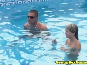 Hungarian babe playing party game before sucking