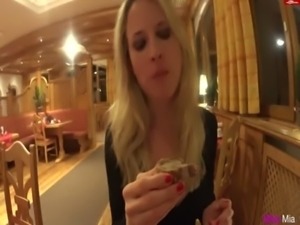 German MILF sucks dick into a restaurant free