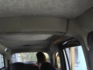 Horny brunette anal fucks in London cab