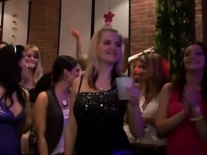 Lots of group-sex on dance floor blow jobs from blondes fuck