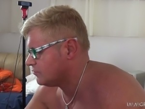 Blond freak watches the way yummy black haired chick Aletta Ocean masturbates