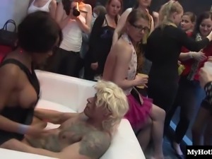 Ravishing starlets get their pussies plowed in an orgy