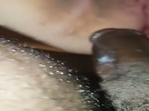 My friend's fat big black dick penetrates hungry a bit hairy pussy of wife