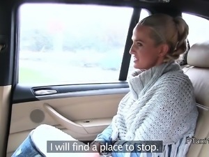 Busty blonde client bangs fake taxi driver