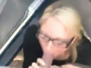 Sexy blonde whore gives head while we are on a trip
