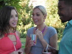 Lily Labeau and Abella Danger show off their cock sucking skills
