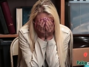 Blonde teen riding big fat dick