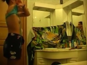 Nice hidden video provided by my buddy of his GF getting ready for shower