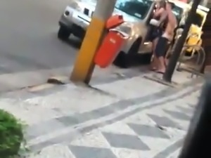 Shameless couple fucking in the street in broad daylight