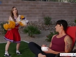 Nice cheerleader Gracie Green never minds some doggy style training