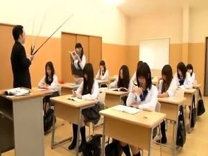 Adorable Japanese schoolgirls indulge in kinky sex action