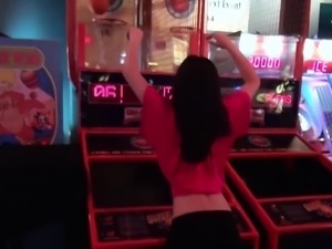 Pov teen deep throats dong in arcade