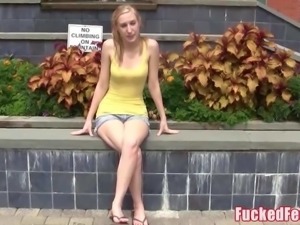 Cute Amateur Teen Gets Picked Up Off Streets for Footjob