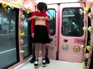 Adorable Japanese teens getting their lovely boobs massaged