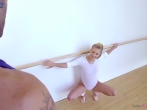 Torrid blonde ballerina Riley Star is hammered on dance practice room floor