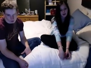 Cute brunette teen gets nailed by her boyfriend on webcam