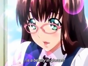 Nerdy hentai girl with big boobs is addicted to cock and cum