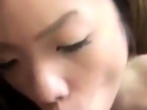Pretty Asian teen puts her amazing oral abilities on display