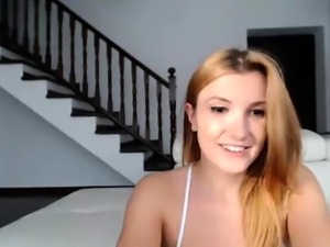Provoking teen with a splendid ass sucks and fucks on webcam  