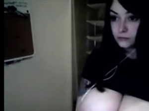 Anesa playing with her huge pale titties
