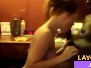 Young Redhead sucking BBC in a Hotel Room