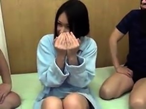 Adorable Japanese girl plays out her fantasy with two guys