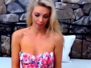 Amateur Blonde Fucks A Fresh Cucumber On Webcam