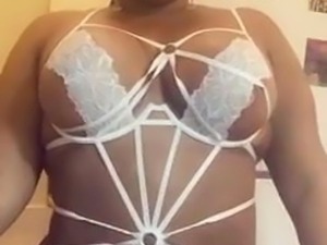 Ebony in lingerie