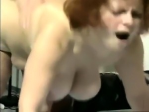 amazing mature redhead showing her boobs teetering