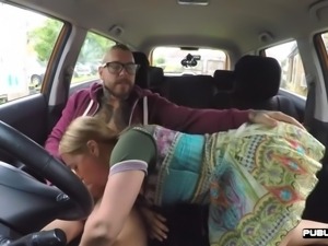 Euro student publicly fucked in driving lesson