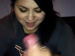 Chubby latina loves cum on her face