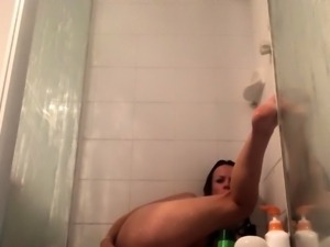 Cute amateur brunette naughty in solo jerking show on camera