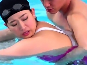 Voluptuous Japanese babe stuffed with hard meat by the pool