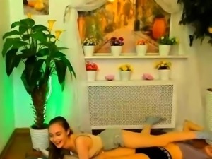 Hot teen brunette lesbians in a hot video