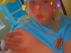 Egirl plays with her big boobs