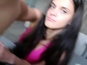 Russian brunette with big boobs has dirty fuck