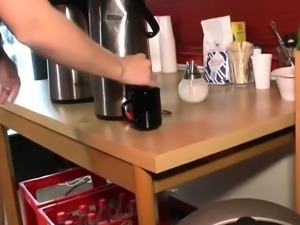 Drinking coffee with sperm after a hot gangbang