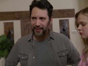 Chubby guy and his wife start to teach their stepdaughter some sex techniques