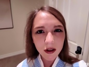 Cute schoolgirls equally share their stepfather's horny cock in a homemade pov.