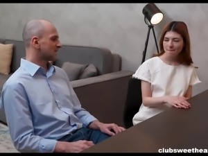 Pale ginger slut needs to be fucked hard by a big cock of her stepdad