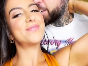 Lesbian Eve Angel licks big boobs